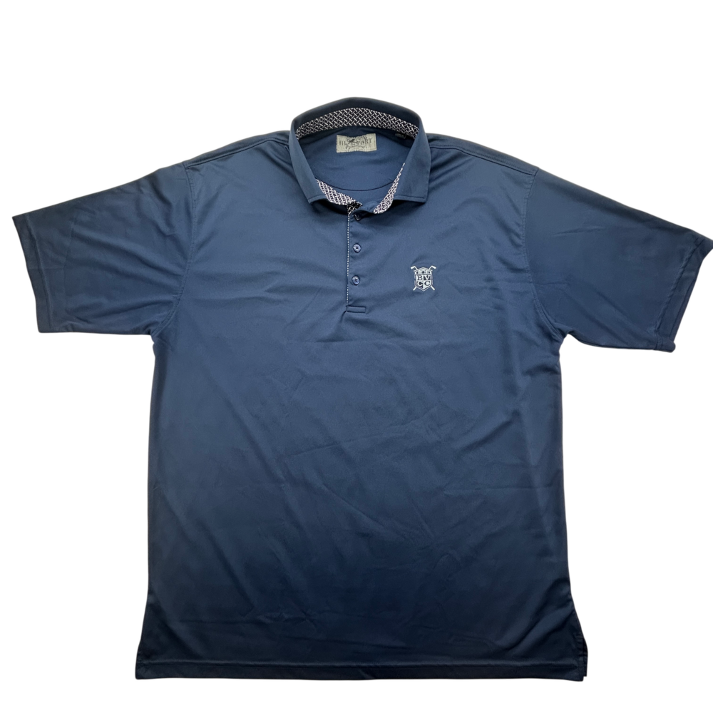 HL Sport Shirt Mens XL BVCC Logo Performance Golf Polo Blue Lightweight